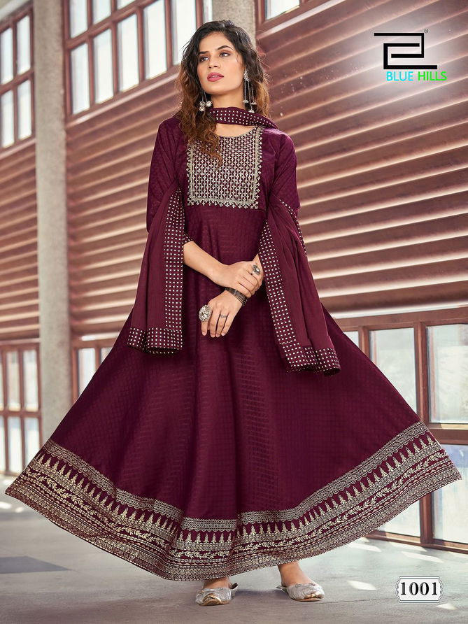 Blue Hills Dupatta City Wholesale Anarkali Kurtis With Dupatta Catalog